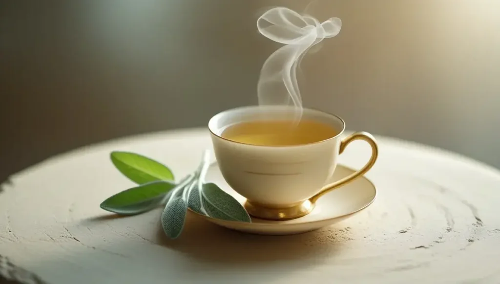 hormonal balance and menopausal relief with white tea and sage