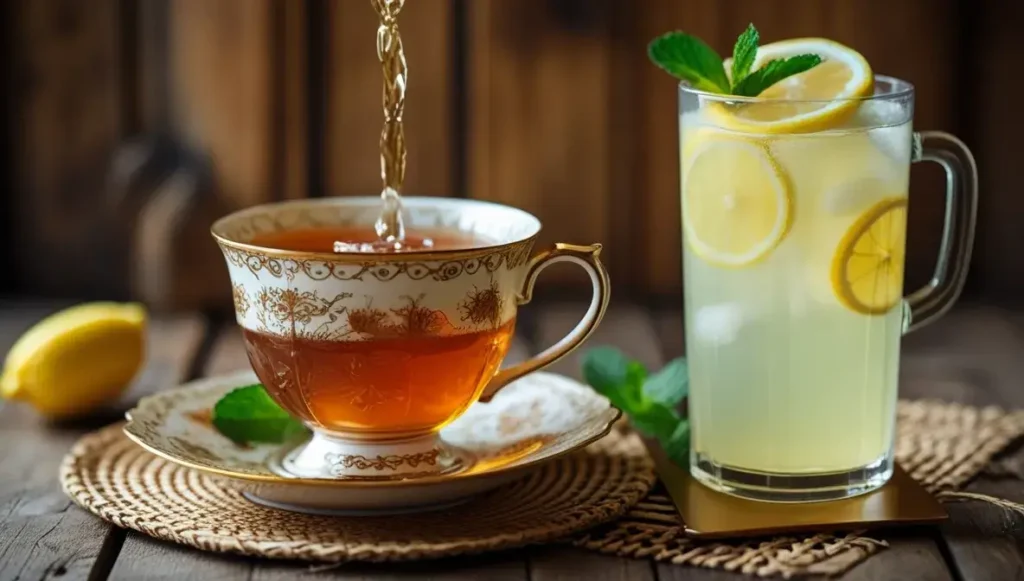 preparing a cup of spiced tea with tang and lemonade