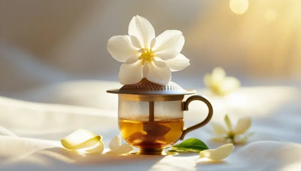 preparing for the perfect jasmine blooming flower tea brew