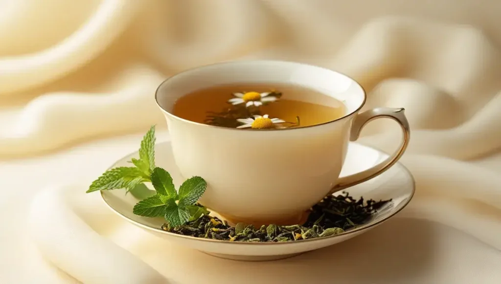 preparing your chamomile and mint tea