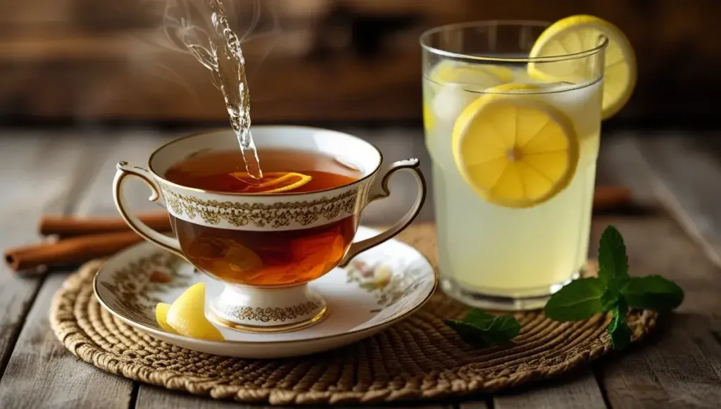 serving and storing spiced tea with tang and lemonade