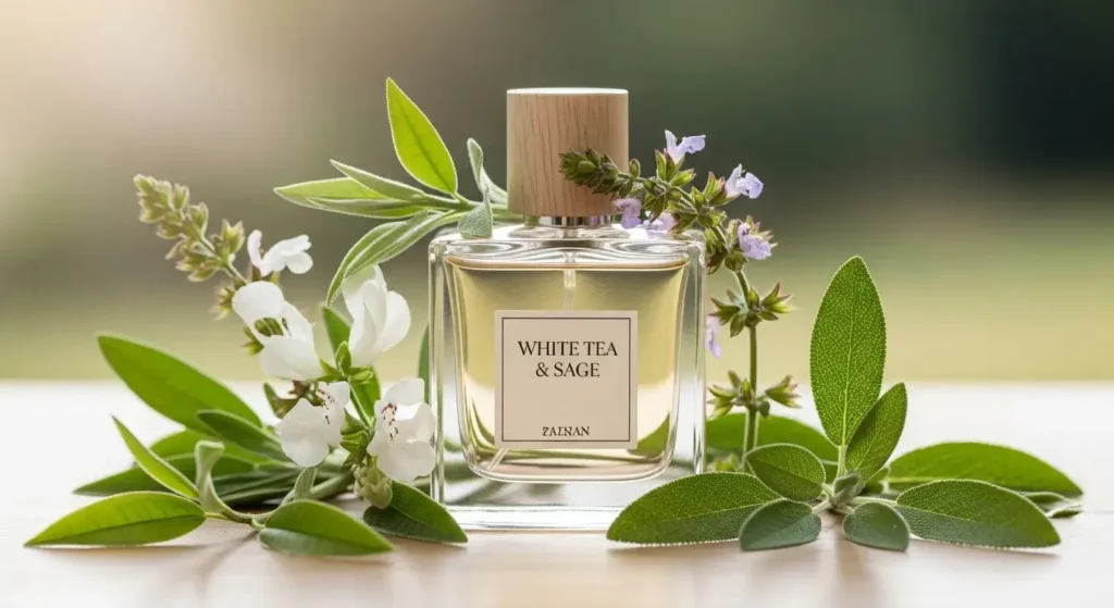 unpacking the notes of white tea and sage perfume