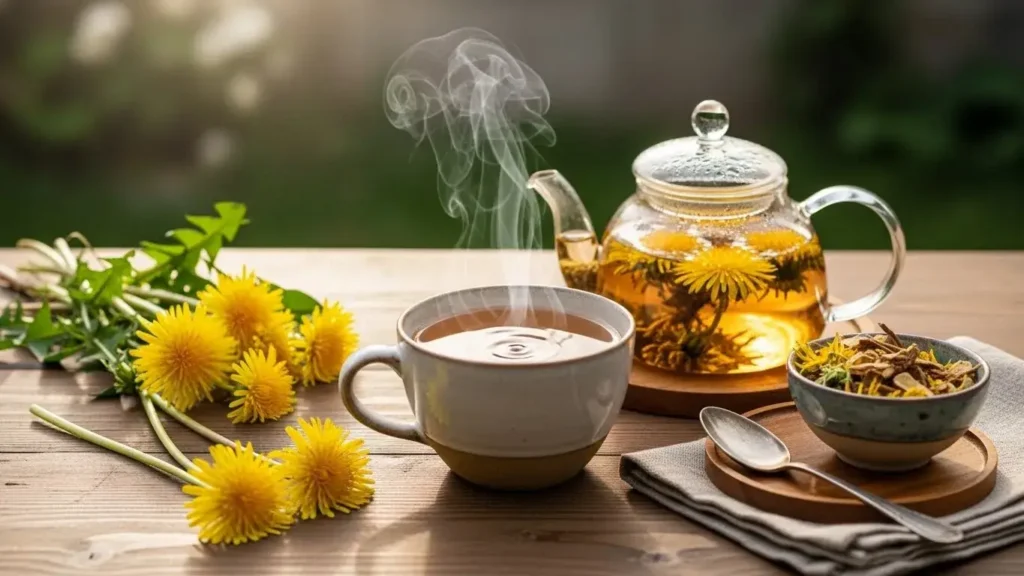 harvesting and preparing dandelions for tea