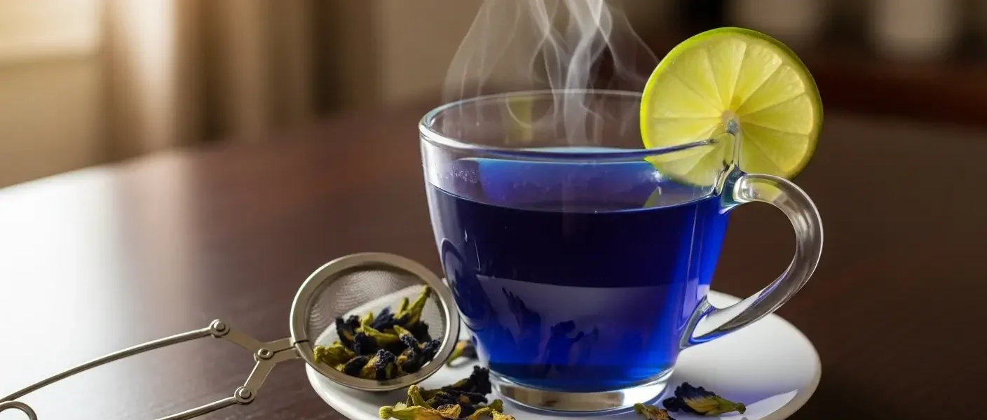 butterfly pea flower tea and honey