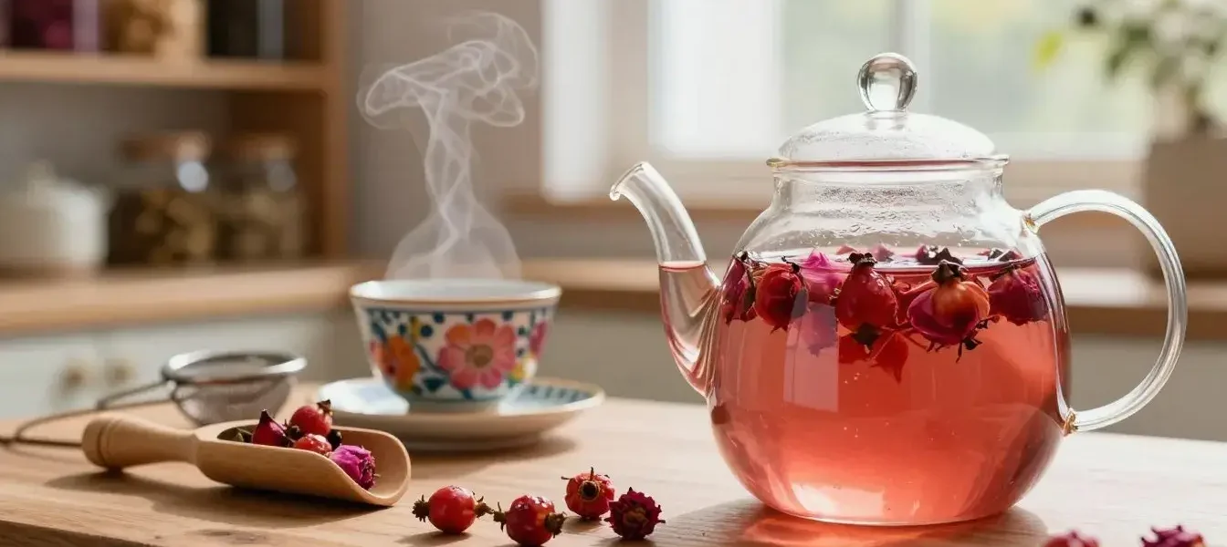 rosehip tea from fresh rose hips