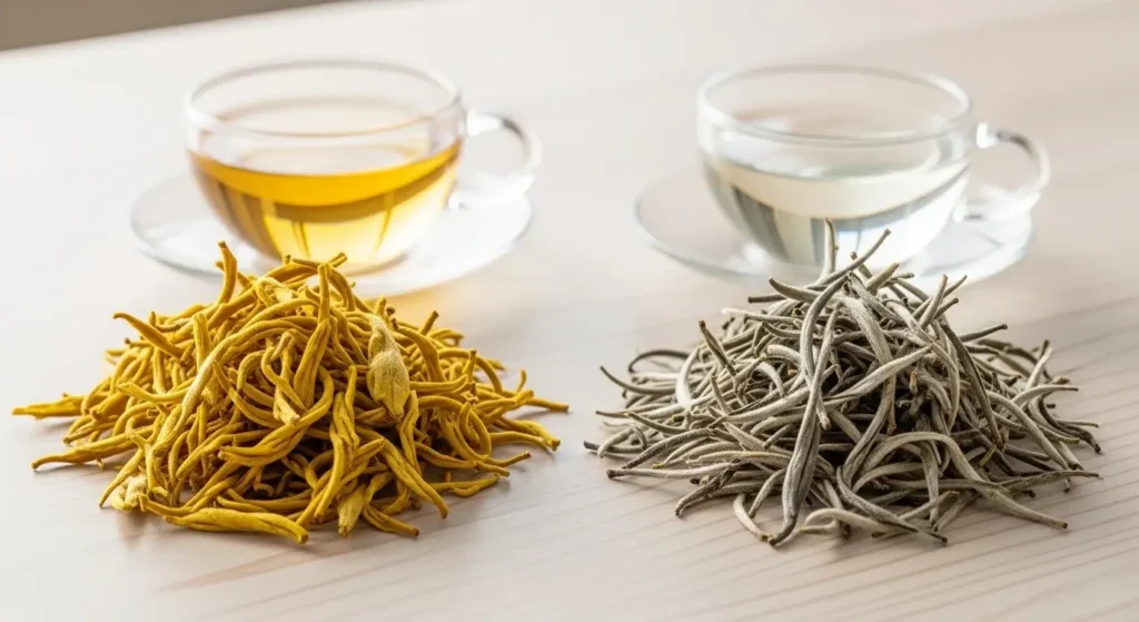 types and varieties of yellow tea vs white tea