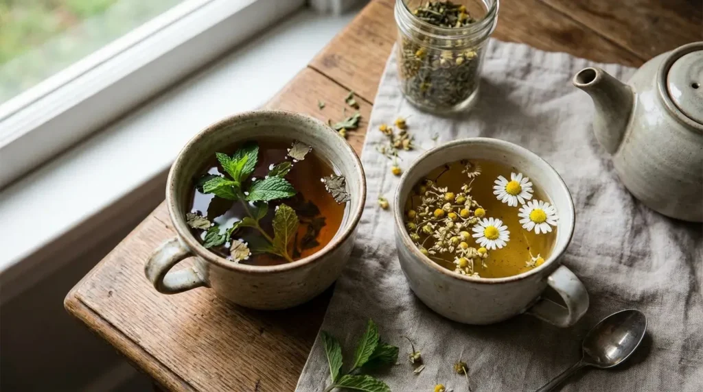digestive health benefits peppermint tea or chamomile tea