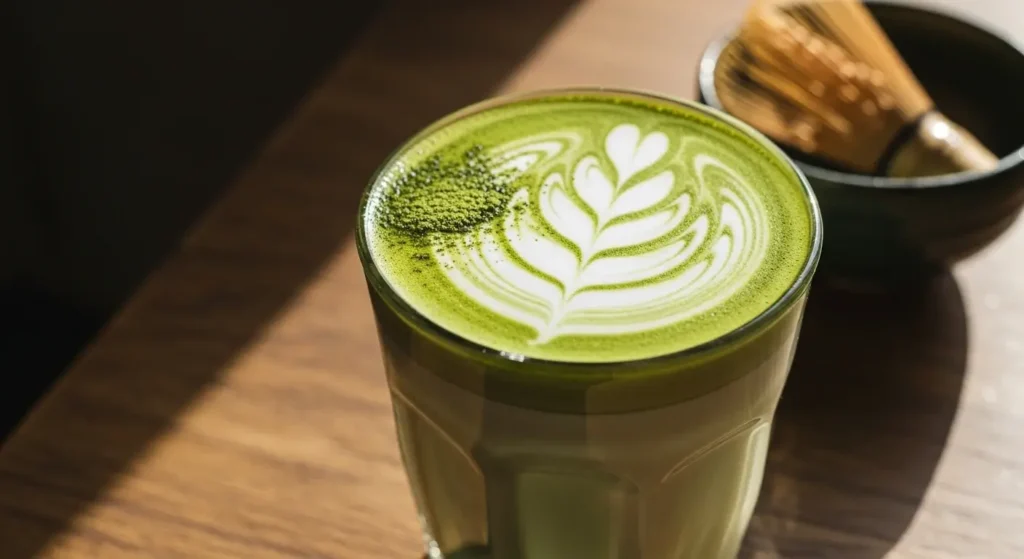 matcha latte with milk
