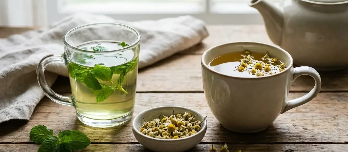 peppermint tea or chamomile tea