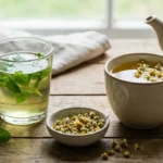 peppermint tea or chamomile tea