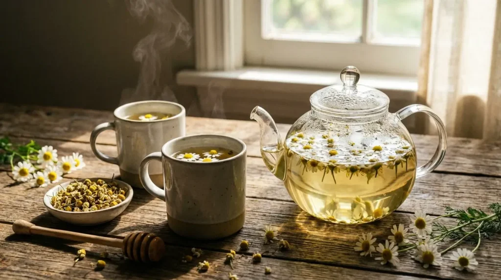 what science says about chamomile tea for sore throat