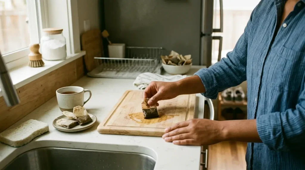 home cleaning and deodorizing with used tea bags