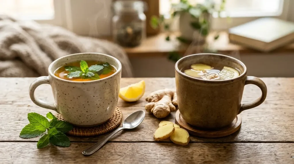 how peppermint tea and ginger tea work for digestion