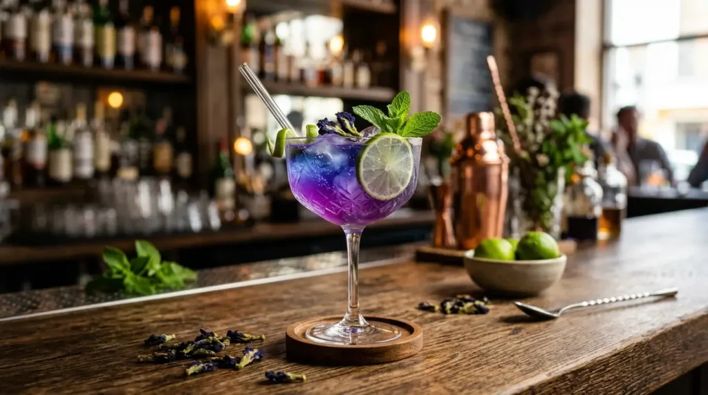 ingredients you need for the butterfly pea gin cocktail