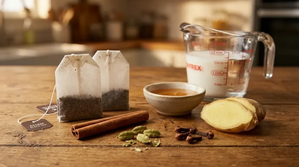 ingredients you’ll need for chai tea with tea bags
