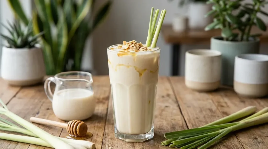 lemongrass honey oat milk tea