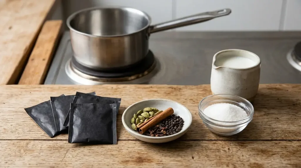 step-by-step chai tea recipe with tea bags