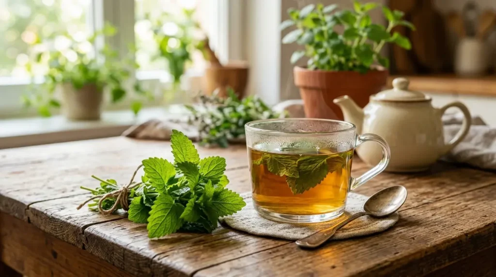 how to harvest fresh lemon balm leaves for tea