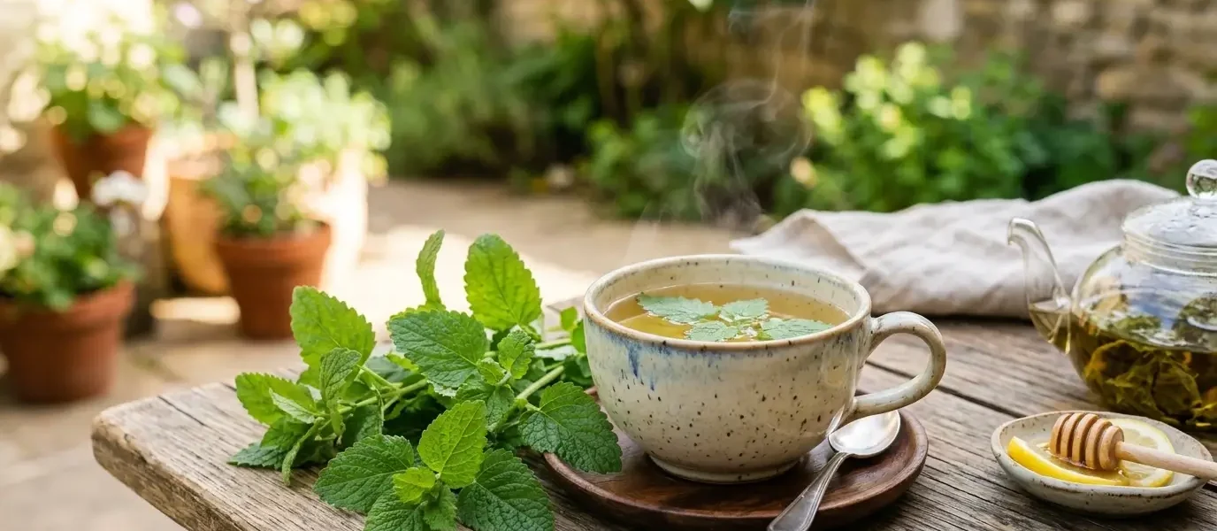 lemon balm tea using fresh leaves