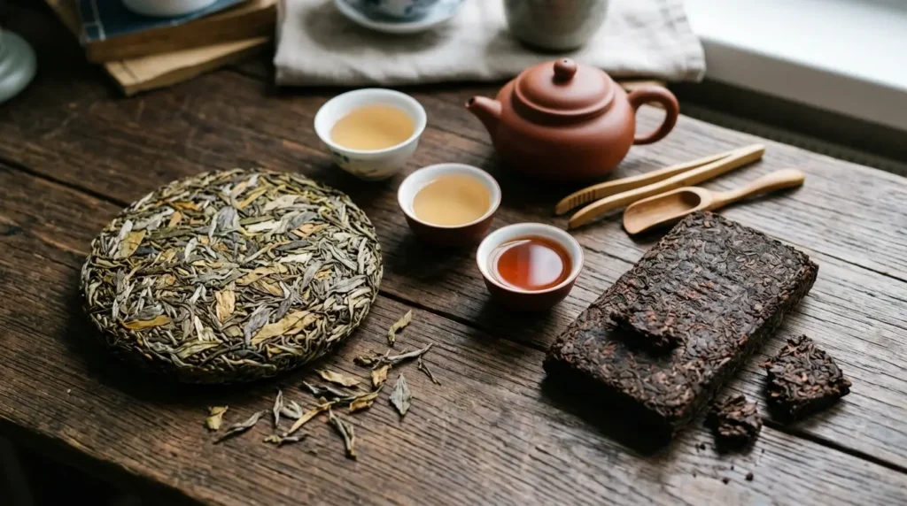 pu erh tea ripe vs raw key differences at a glance
