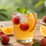 fruit tea with lychee jelly