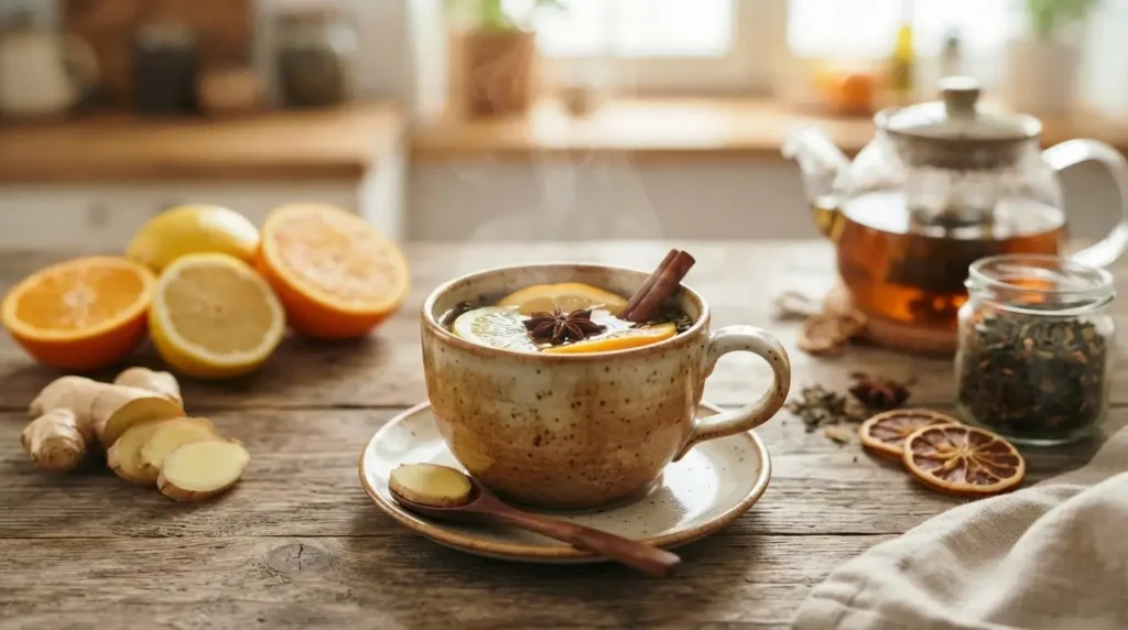 citrus and ginger fruit tea — digestion and detox support