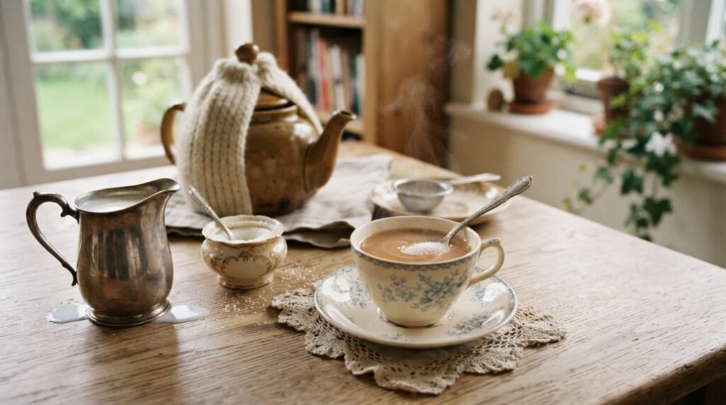 classic english milk and sugar tea