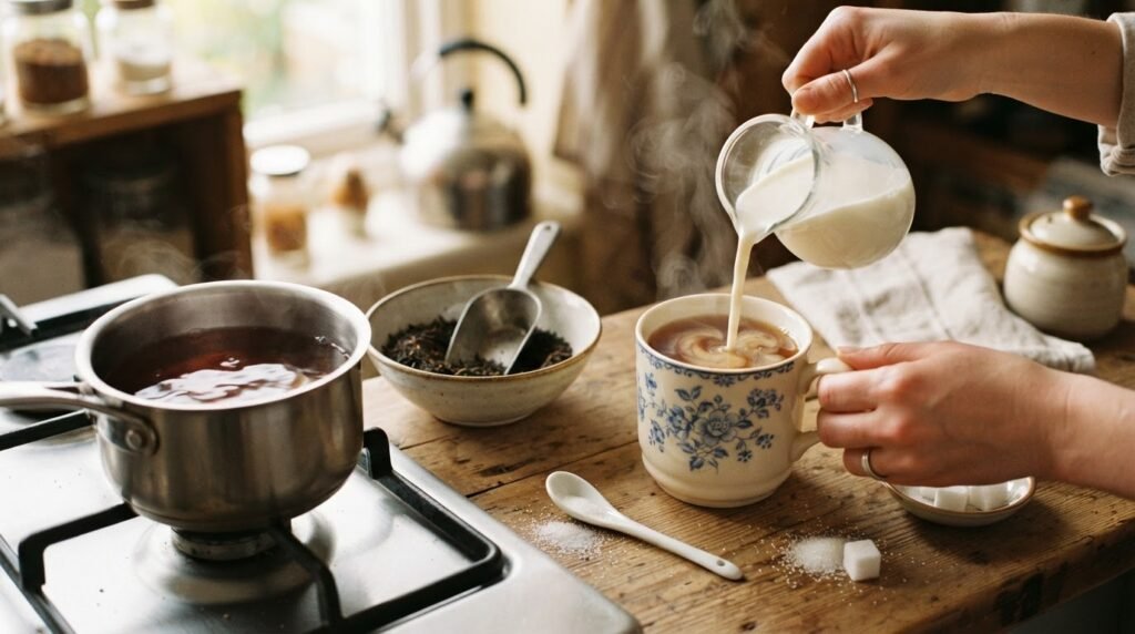 how to make a great tea recipe with milk and sugar