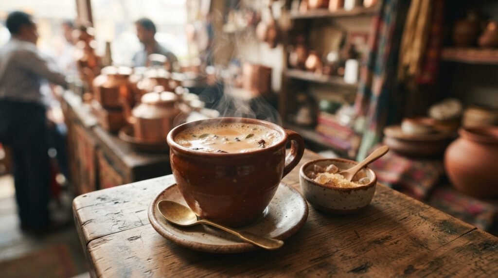 masala chai with milk and sugar